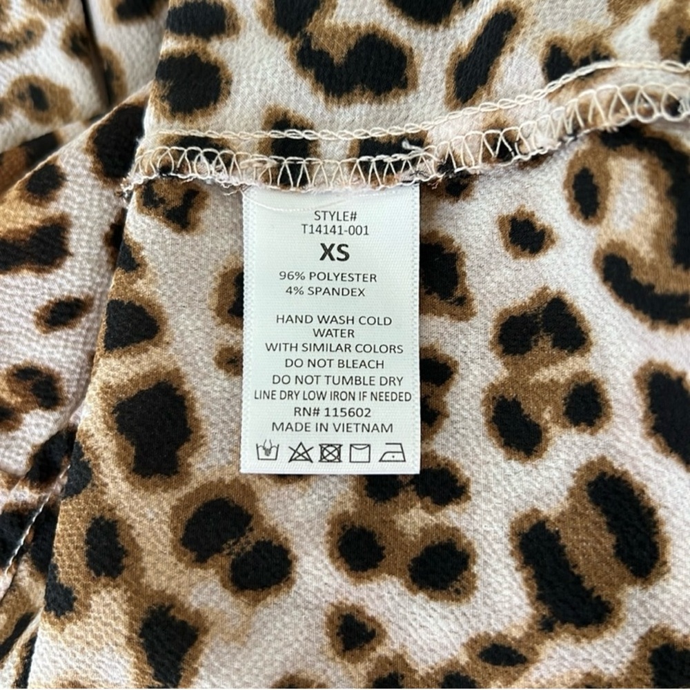 All in favor leopard print Long sleeve top Notched Collar workwear office - Picture 6 of 6